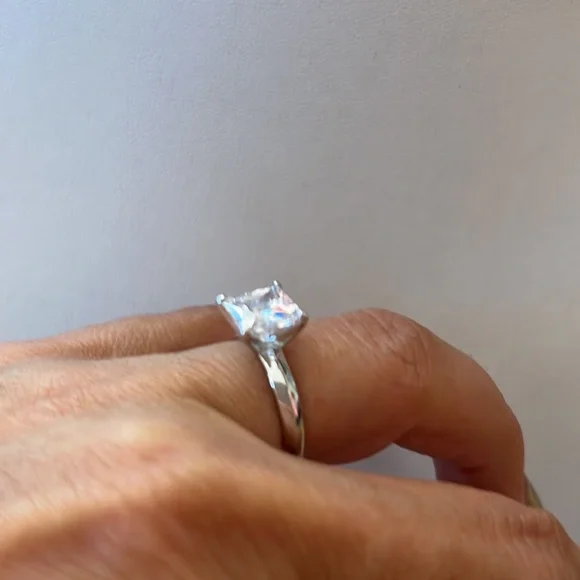 Sterling Silver 2ct Princess cut Engagement Ring sizes 5 6 7 8 9 10